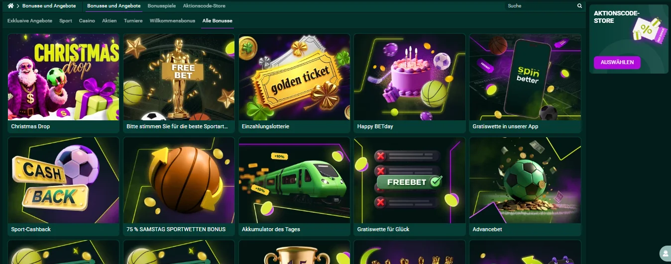 SpinBetter Bonusangebote und Reload-Promotionen