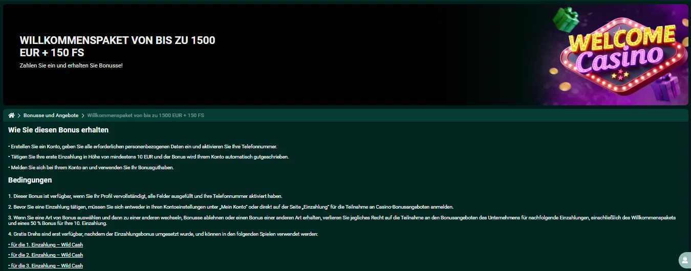 SpinBetter Casino Willkommensbonus Details